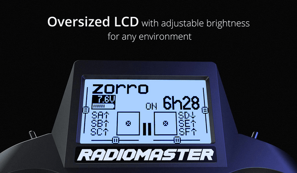 RadioMaster Zorro oversized lcd display